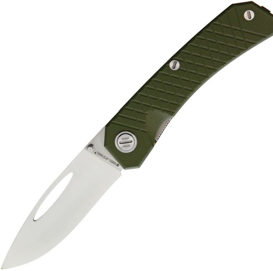 * | Closeout Sale Rs9112 Real Steel Akuma Linerlock Pocket Knife Olive Green