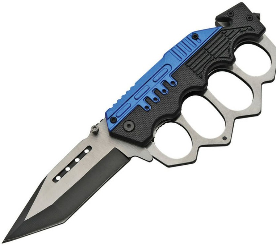 * | Quick Delivery Cn300459Bl Combat Trench Linerlock Pocket Knife Blue