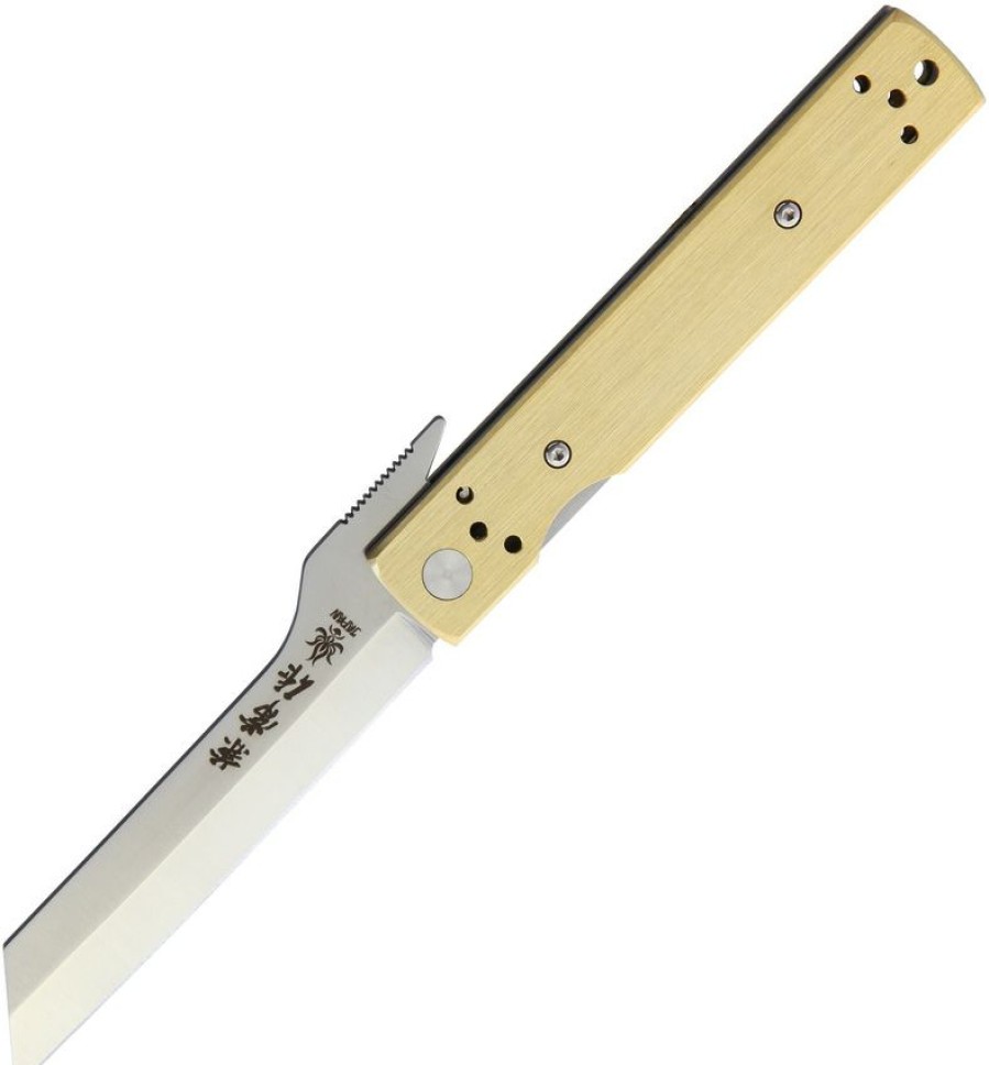 * | Online Kb561 Kanetsune Brushed Brass Linerlock Pocket Knife