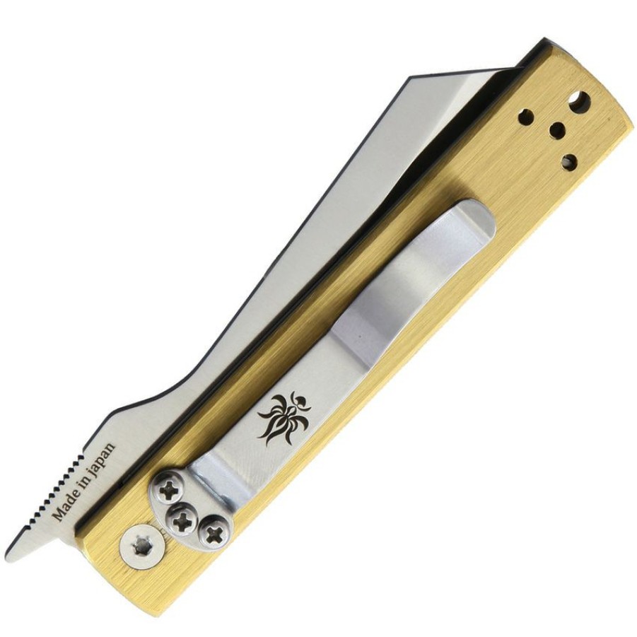 * | Online Kb561 Kanetsune Brushed Brass Linerlock Pocket Knife