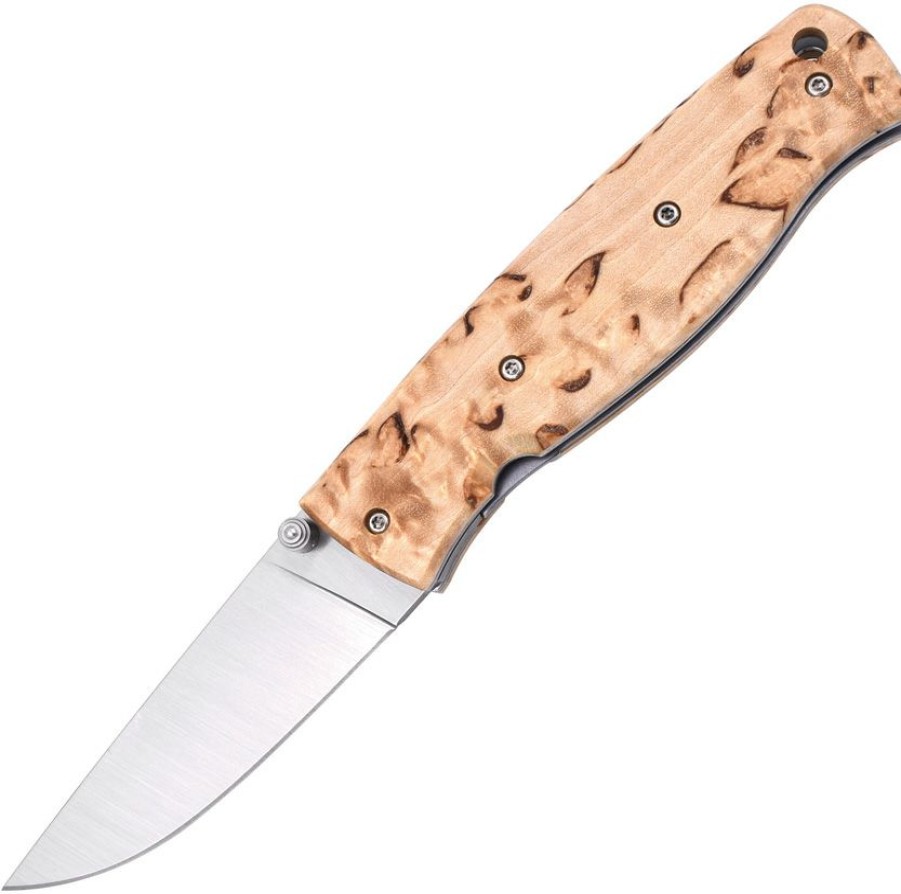 * | Best Quality Bri2505 Brisa Birk 75 Linerlock Pocket Knife Curly Birch