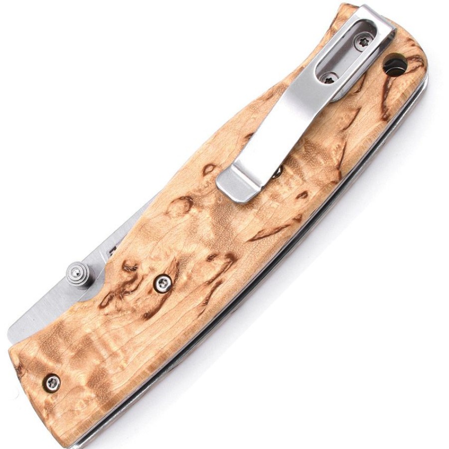 * | Best Quality Bri2505 Brisa Birk 75 Linerlock Pocket Knife Curly Birch