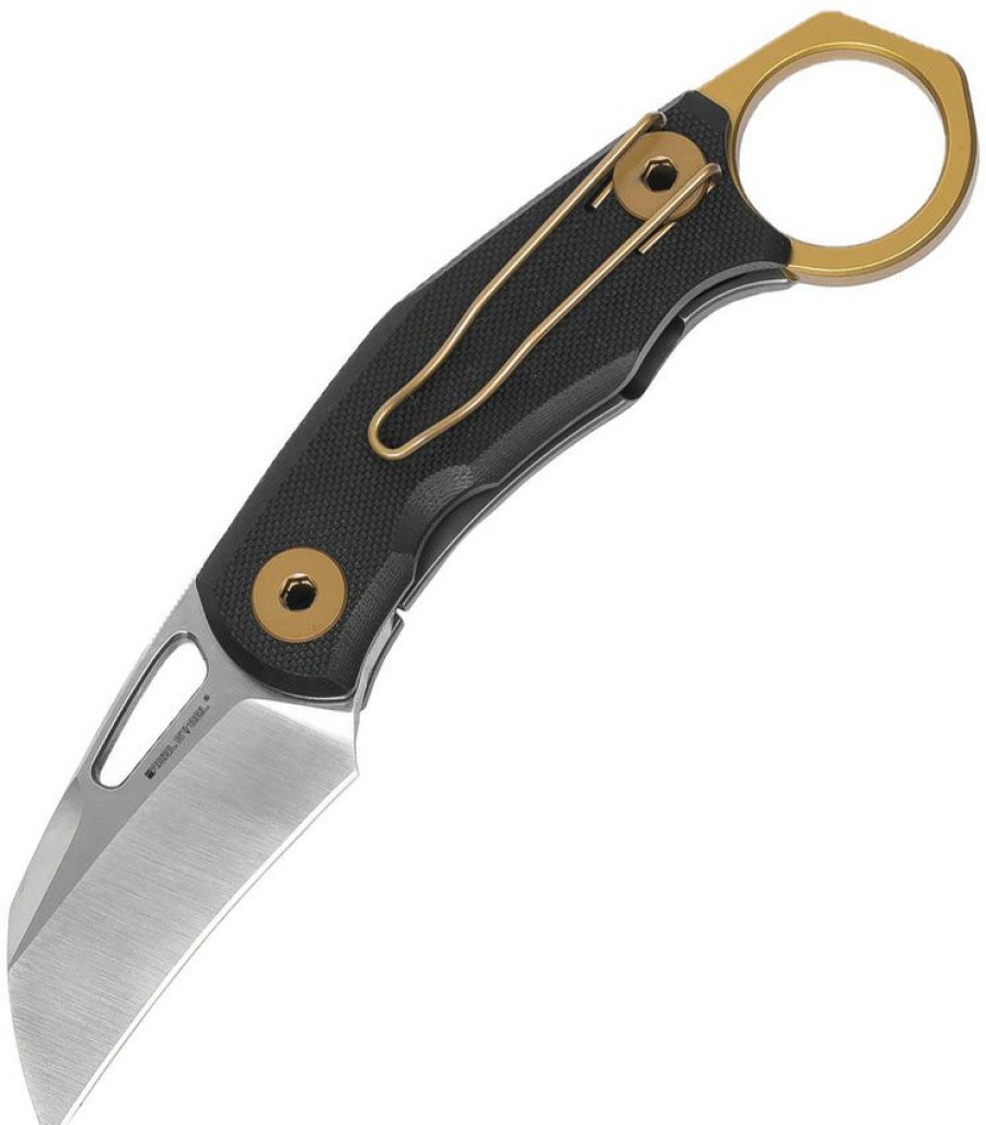 * | Quick Delivery Rs7913 Real Steel Shade Framelock Pocket Knife Black/Gold