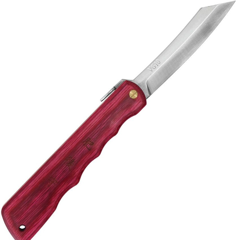 * | Cheaper Higobl139 Higonokami Woody Vg10 Folder Pocket Knife Red