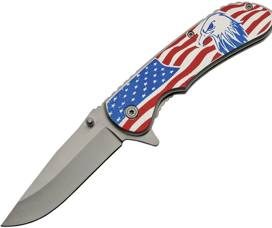 * | Reliable Quality Cn300443 Eagle And Flag Linerlock Pocket Knife A/O