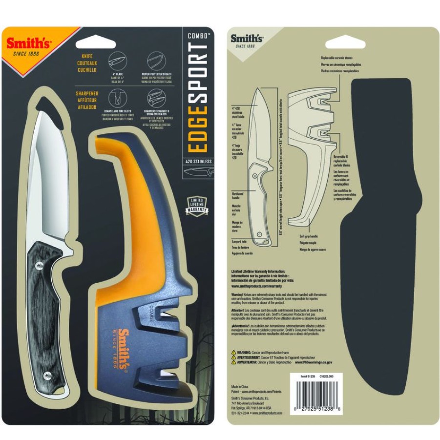 * | Closeout Sale Ac51238 Smith'S Edgesport Fixed Blade Knife Combo