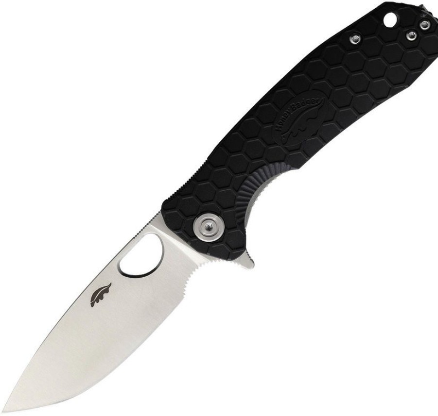 * | Quick Delivery Hb1011 Honey Badger Medium Linerlock Pocket Knife Black