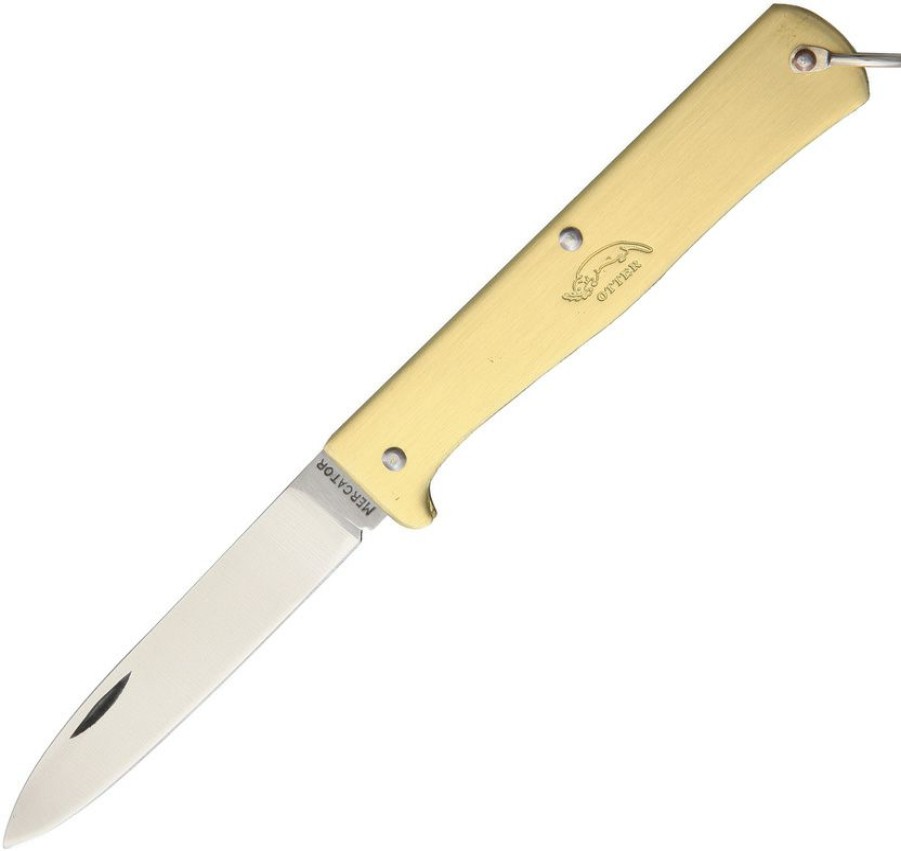 * | Quick Delivery Ott10701 Otter-Messer Mercator Lockback Pocket Knife Brass Small Carbon