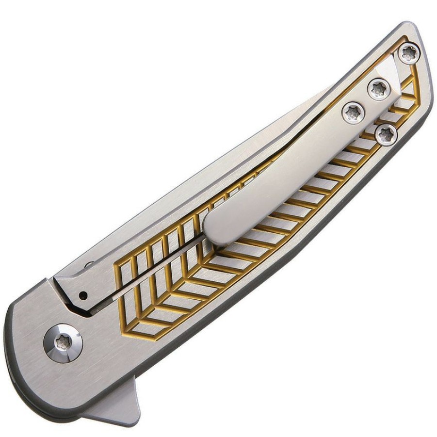 * | Cheap Als1Go Alliance Designs Scout Framelock Pocket Knife Gold